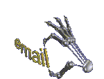 Skeleton hand holding 'email'
